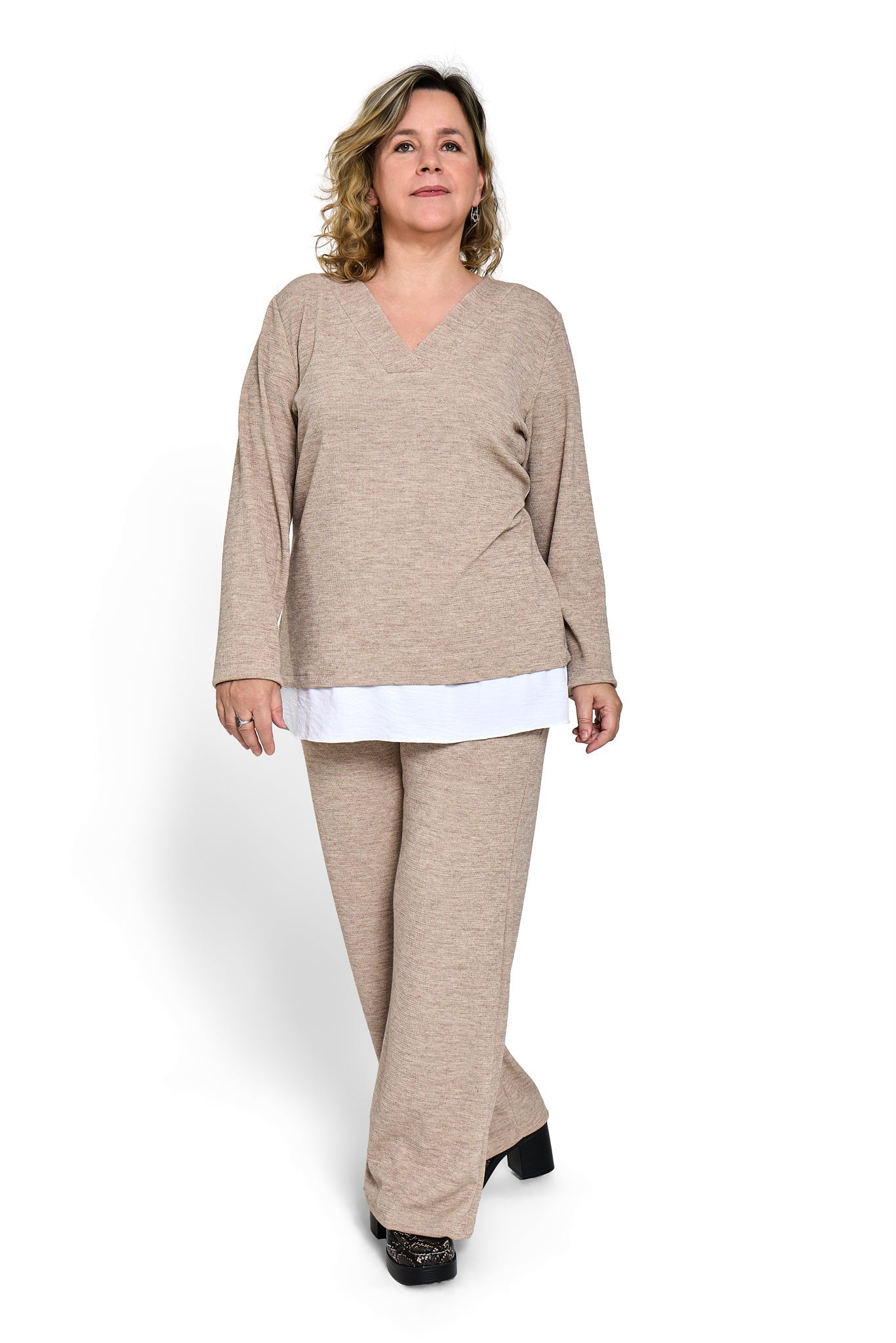 Long Sleeve Knit Sweater Fake Shirt