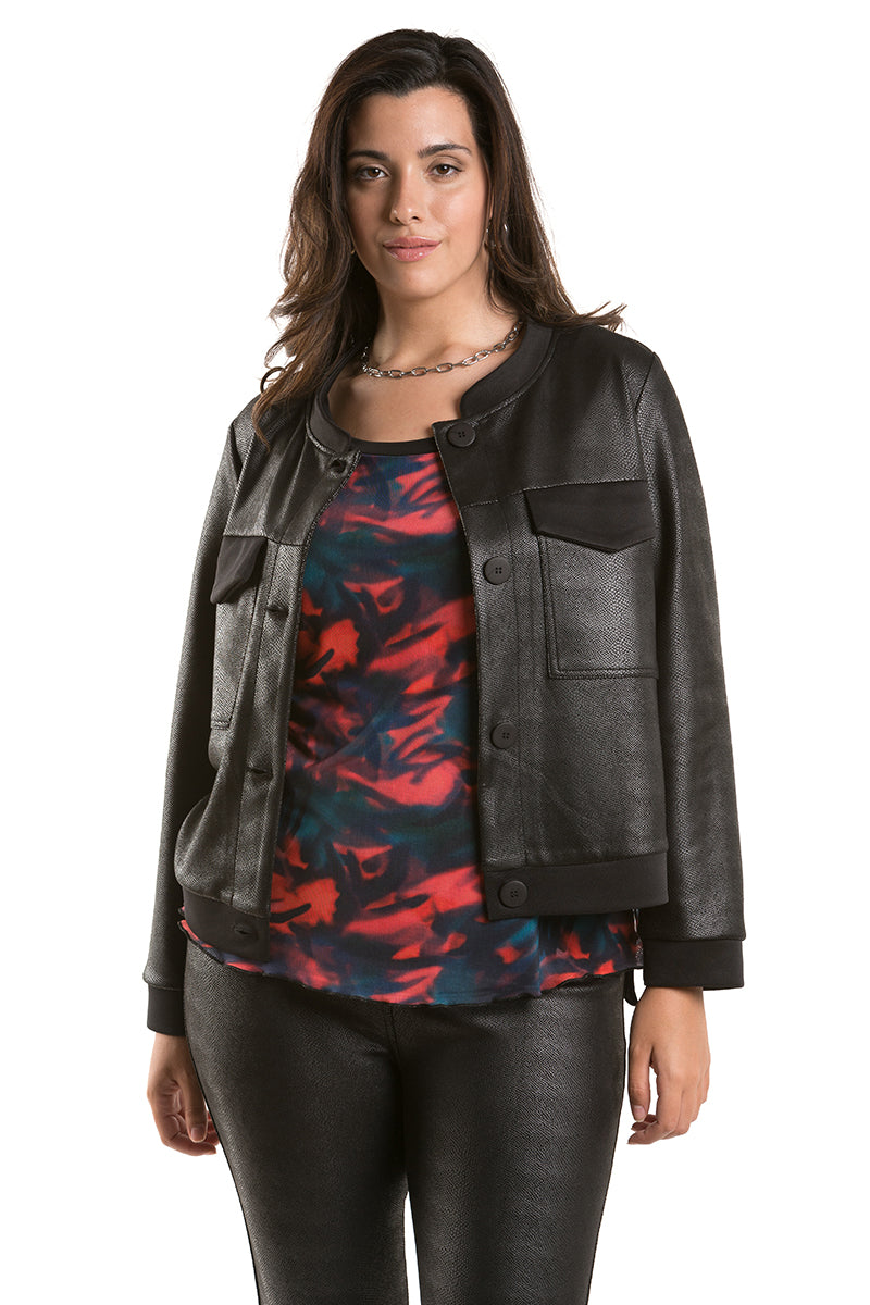 CHAQUETA BOLSILLOS EFECTO PIEL