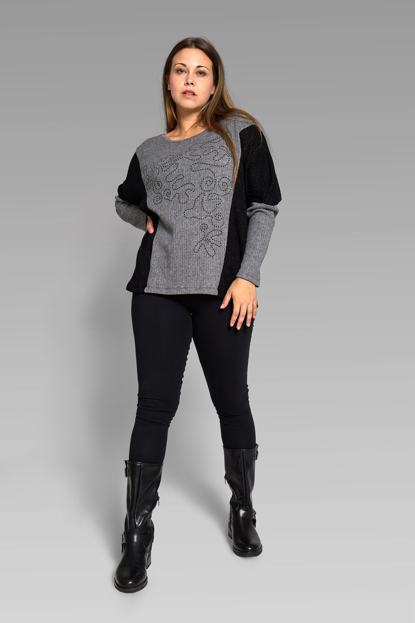 Two-Tone Shiny Long-Sleeved Jersey