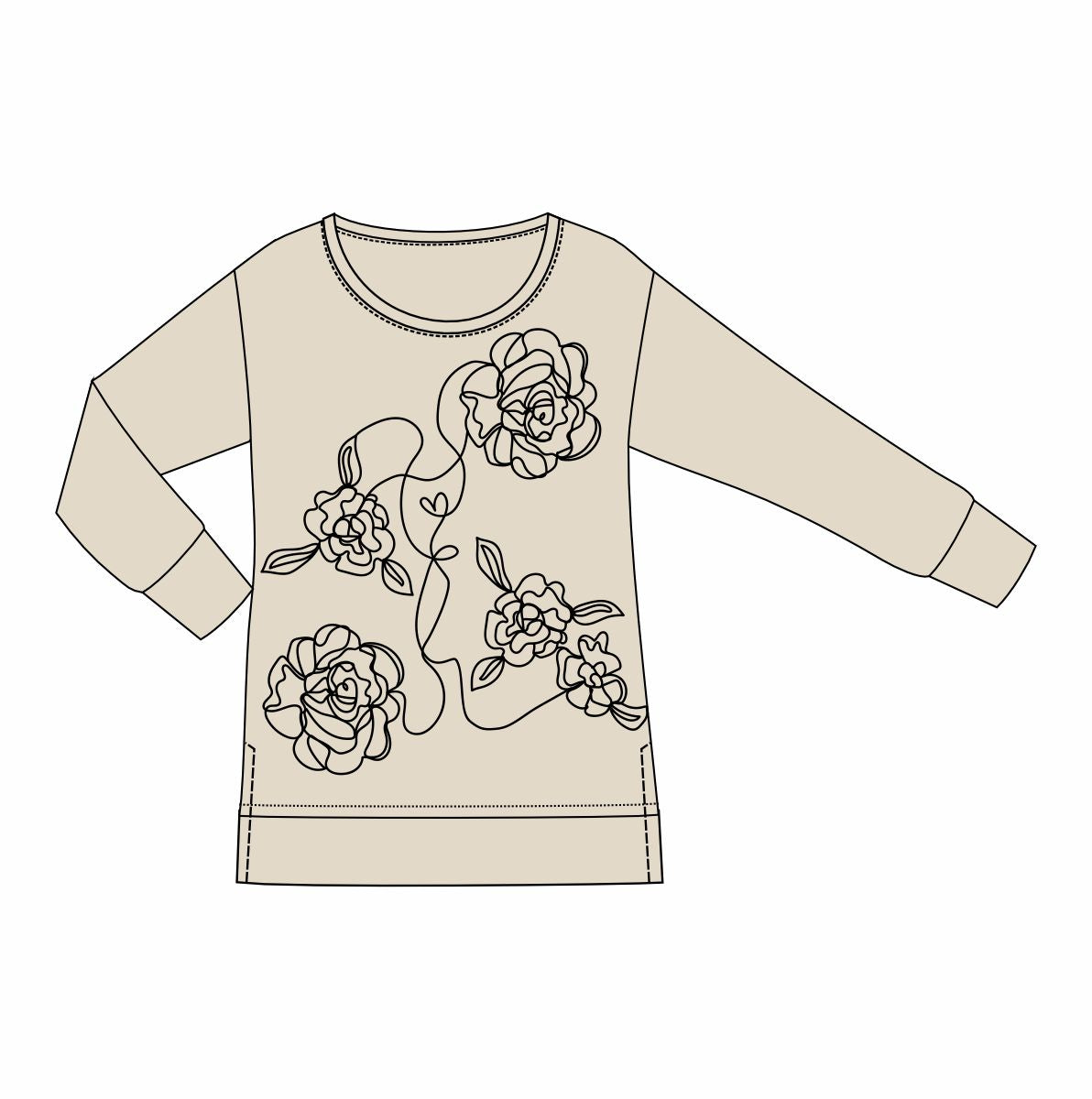 FASHION FLOWERS Long Sleeve Sweatshirt