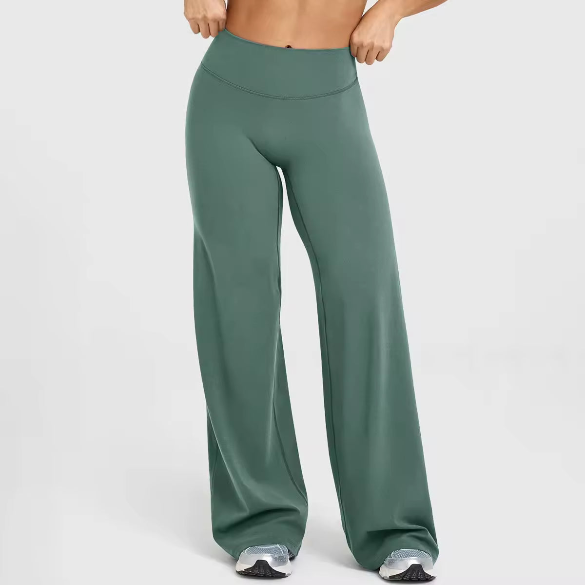 Pantalón Flare Deportivo de Cintura Alta – Tejido Elástico Premium y Efecto Moldeador